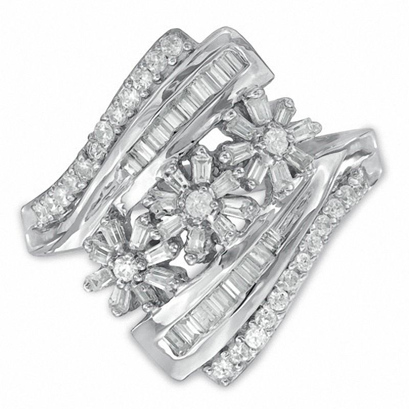 0.50 CT. T.W. Composite Diamond Flower Ring in 10K White Gold