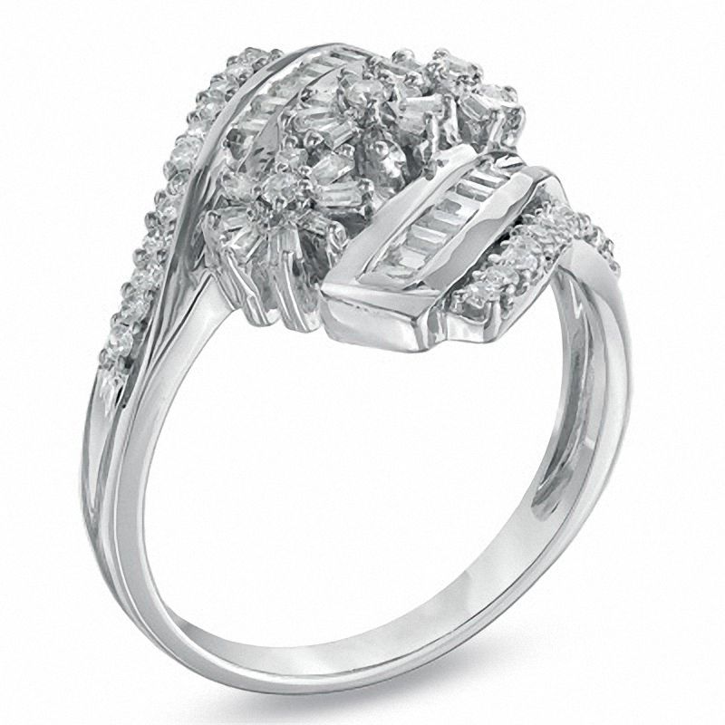 Main Image 2 of 0.50 CT. T.W. Composite Diamond Flower Ring in 10K White Gold