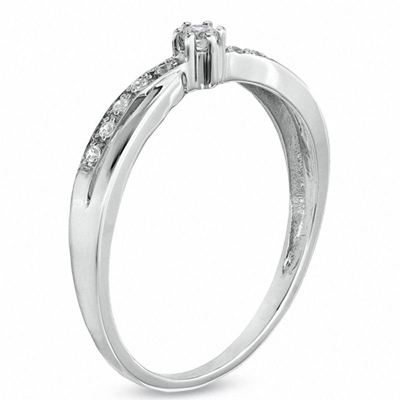 0.10 CT. T.W. Diamond Criss-Cross Promise Ring in 10K White Gold