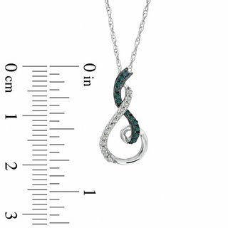 0.18 CT. T.W. Enhanced Blue and White Diamond Looping Abstract Pendant in 10K White Gold