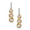 Thumbnail Image 0 of 0.21 CT. T.W. Diamond Three Stone Drop Earrings in 10K Two-Tone Gold