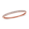 Lab-Created White Sapphire Bangle in Sterling Silver with 14K Rose Gold Plate