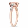 Thumbnail Image 2 of Oval Morganite and 0.07 CT. T.W. Diamond Engagement Ring in Sterling Silver with Rose Rhodium