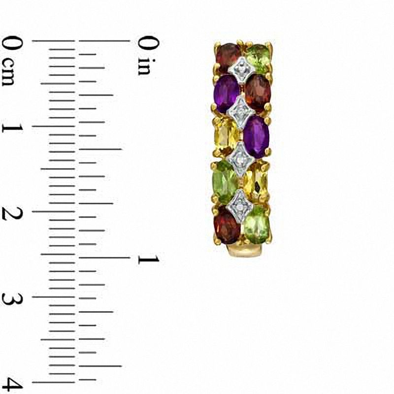 Main Image 2 of Multi-Gemstone and Diamond Accent Hoop Earrings in Sterling Silver with 18K Gold Plate