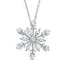 Thumbnail Image 1 of Marquise-Cut and Round White Lab-Created Sapphire Snowflake Pendant in Sterling Silver