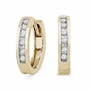 Thumbnail Image 1 of 0.10 CT. T.W. Diamond Huggie Hoop Earrings in 10K Gold