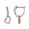 Thumbnail Image 1 of 0.25 CT. T.W. Diamond Tilted Heart Drop Earrings in 10K Rose Gold