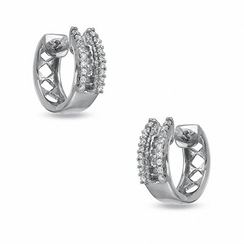 0.25 CT. T.W. Diamond Huggie Earrings in 10K White Gold