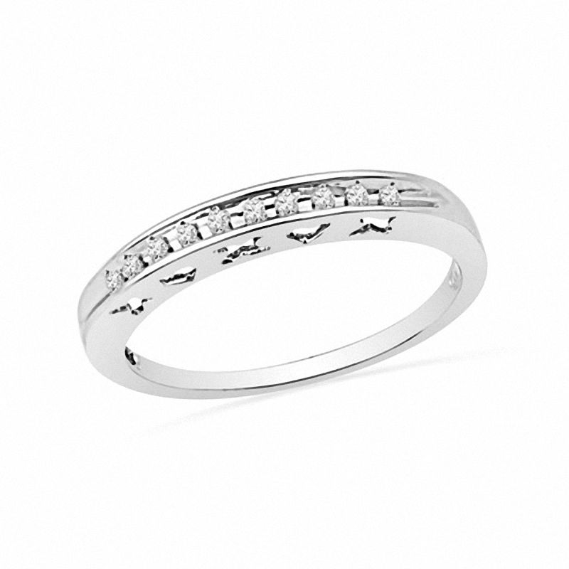 Diamond Accent Anniversary Band in 10K White Gold