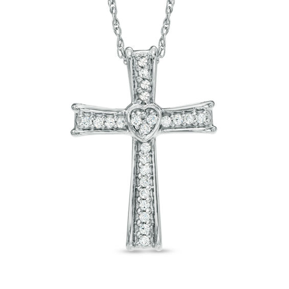 0.12 CT. T.W. Diamond Cross Pendant in Sterling Silver