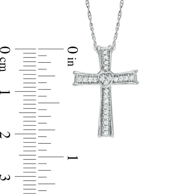 0.12 CT. T.W. Diamond Cross Pendant in Sterling Silver