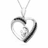 Thumbnail Image 1 of 0.33 CT. T.W. Black and White Diamond Motherly Love Heart Pendant in Sterling Silver