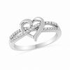 Thumbnail Image 1 of 0.16 CT. T.W. Diamond Heart Split Shank Promise Ring in Sterling Silver