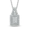 Thumbnail Image 1 of 0.33 CT. T.W. Princess-Cut Diamond Cluster Rectangular Frame Pendant in Sterling Silver