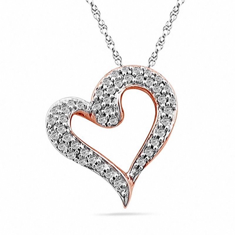 0.20 CT. T.W. Diamond Heart Pendant in 10K Rose Gold