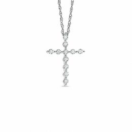 0.16 CT. T.W. Diamond Cross Pendant in 10K White Gold
