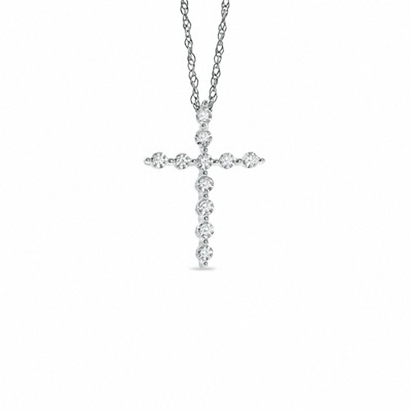 CT. T.W. Diamond Cross Pendant in 10K White Gold|Peoples Jewellers