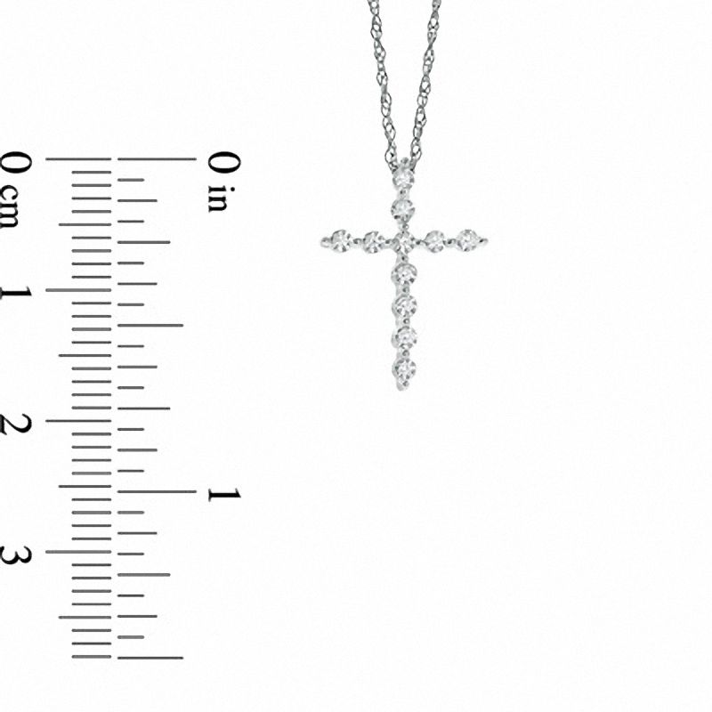 Main Image 2 of 0.16 CT. T.W. Diamond Cross Pendant in 10K White Gold