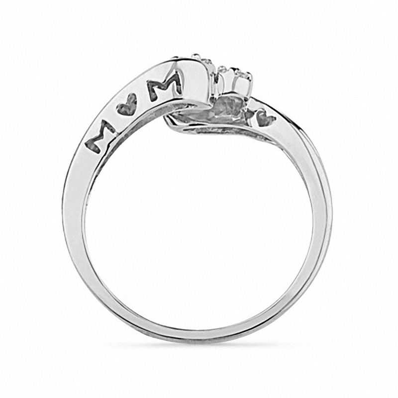 Main Image 3 of 0.12 CT. T.W. Diamond Triple Cluster Mom Ring in Sterling Silver