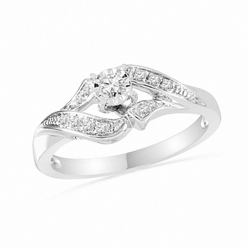 0.16 CT. T.W. Diamond Bypass Promise Ring in Sterling Silver|Peoples Jewellers