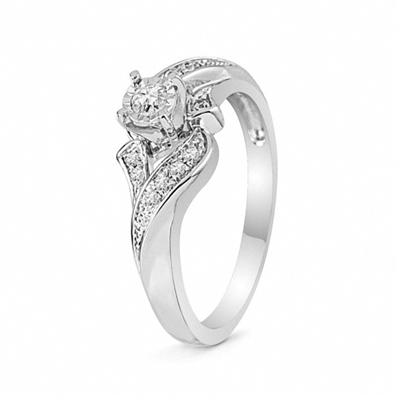 0.16 CT. T.W. Diamond Bypass Promise Ring in Sterling Silver