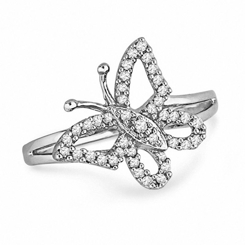 0.20 CT. T.W. Diamond Butterfly Ring in Sterling Silver