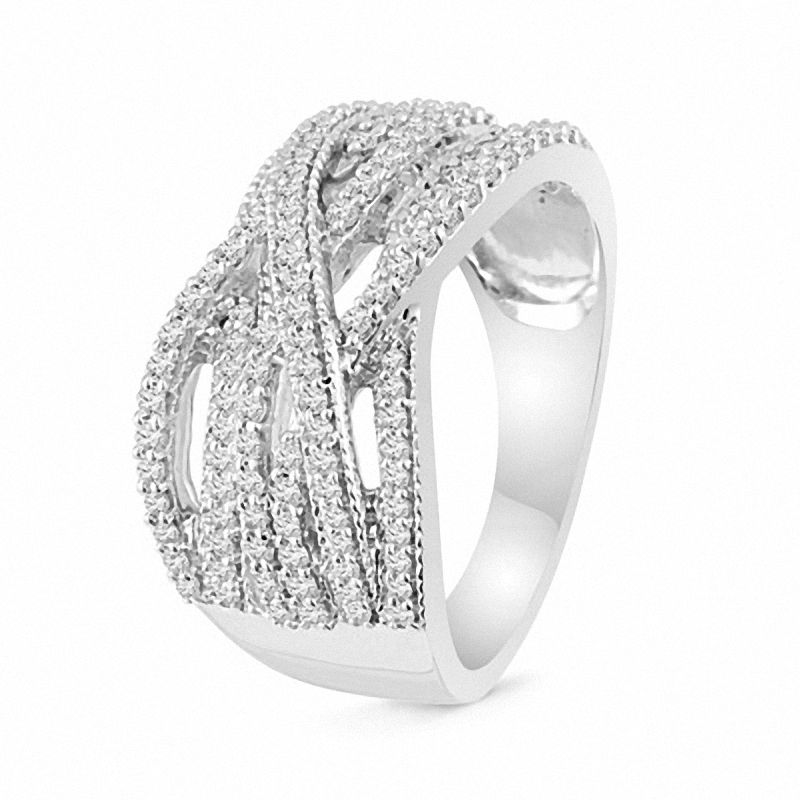 Main Image 2 of 0.75 CT. T.W. Diamond Woven Fashion Ring in Sterling Silver
