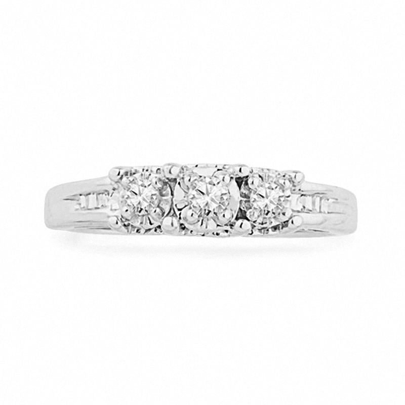 0.16 CT. T.W. Diamond Three Stone Promise Ring in Sterling Silver