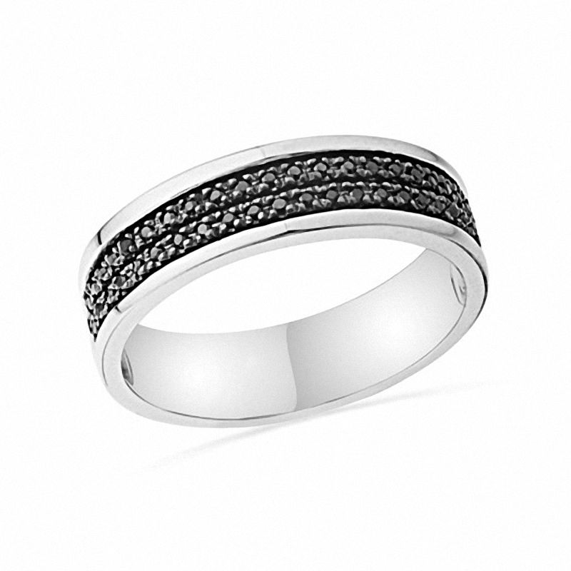 0.20 CT. T.W. Black Diamond Double Row Band in Sterling Silver