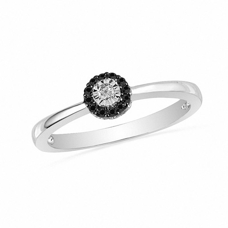 0.10 CT. T.W. Enhanced Black and White Diamond Promise Ring in Sterling Silver