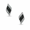 Thumbnail Image 1 of 0.25 CT. T.W. Black and White Diamond Wave Earrings in Sterling Silver