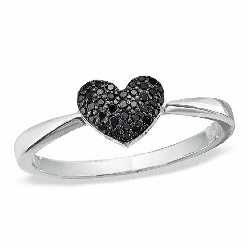 0.12 CT. T.W Black Diamond Heart Ring in Sterling Silver|Peoples Jewellers