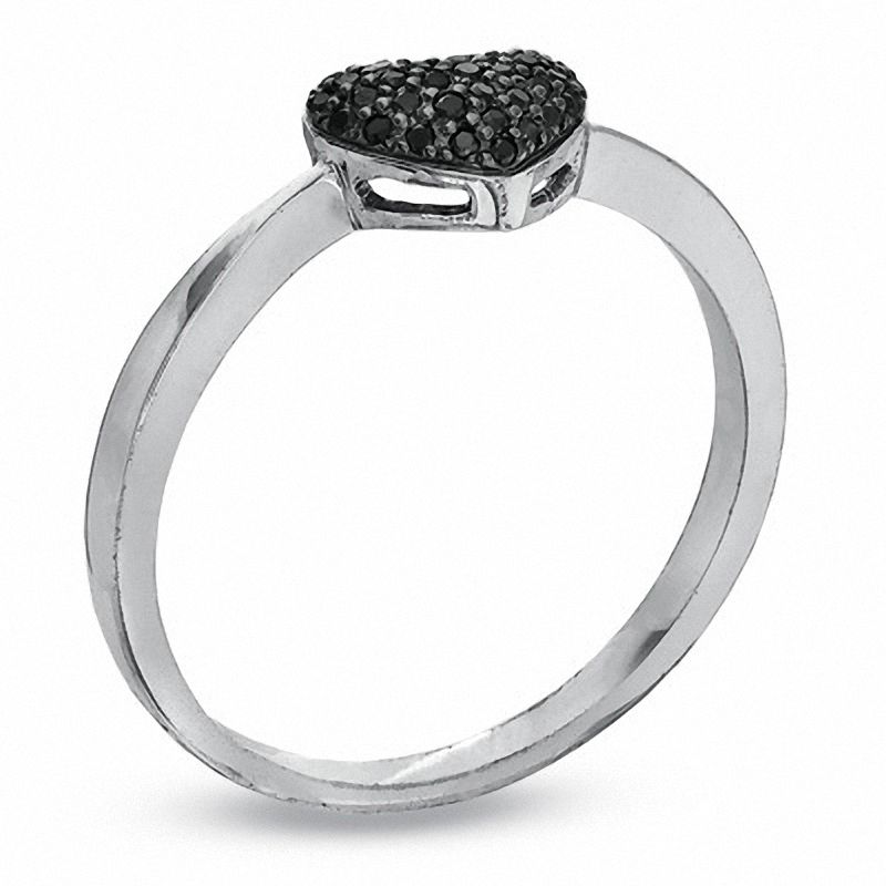 Main Image 2 of 0.12 CT. T.W Black Diamond Heart Ring in Sterling Silver