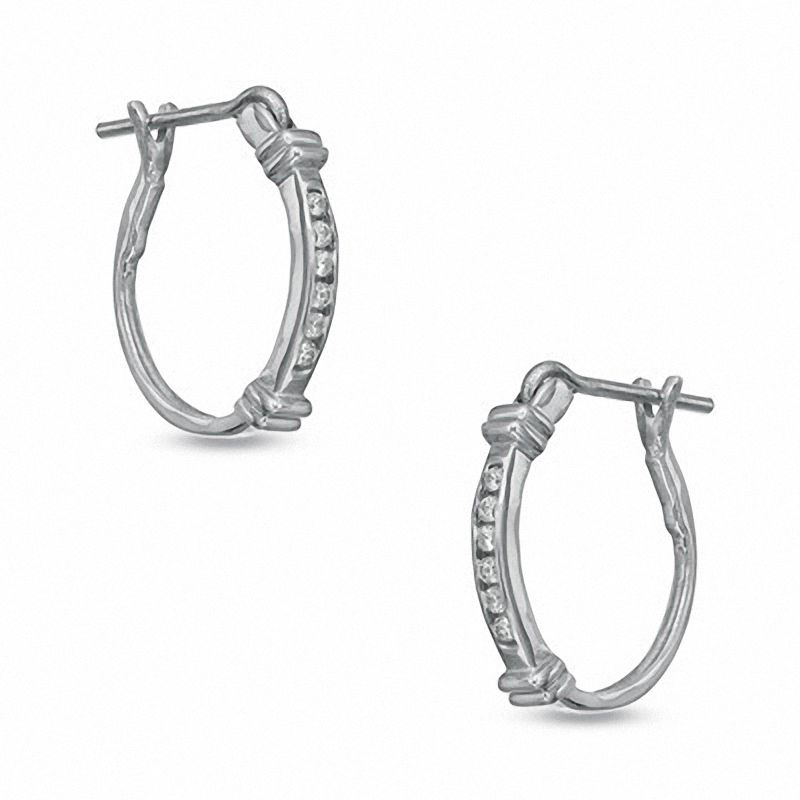 0.12 CT. T.W. Diamond Hoop Earrings in Sterling Silver|Peoples Jewellers