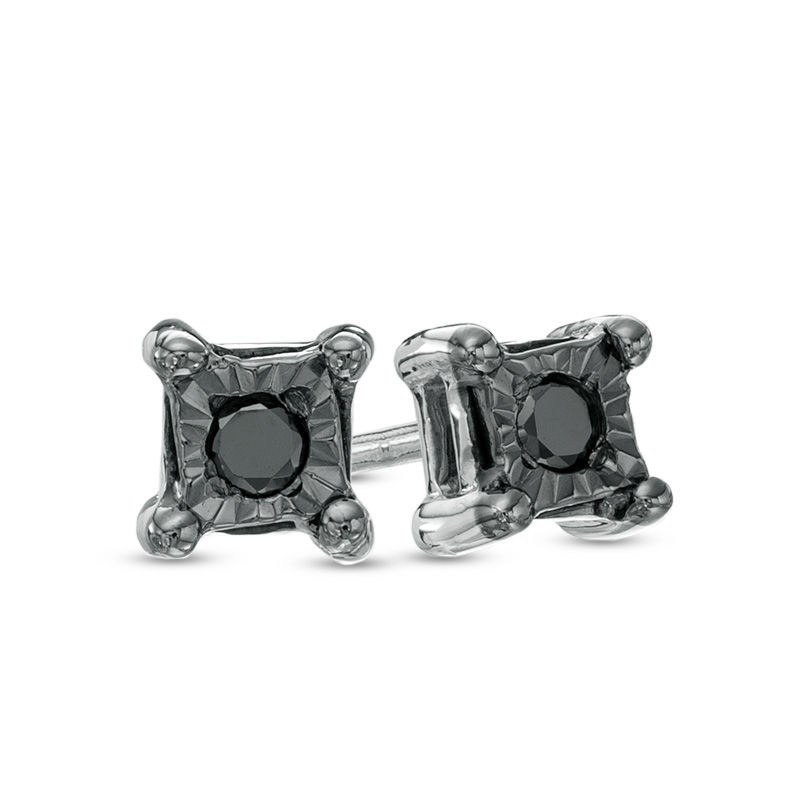 Diamond Accent Square Stud Earrings in Sterling Silver|Peoples Jewellers