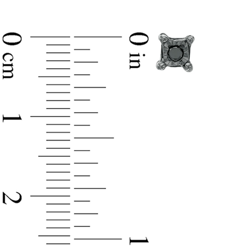 Main Image 2 of Black Diamond Accent Square Stud Earrings in Sterling Silver