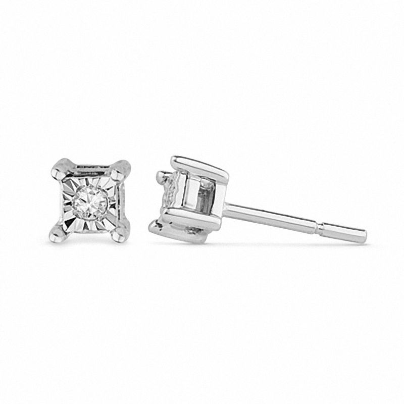 Main Image 1 of Diamond Accent Square Stud Earrings in Sterling Silver