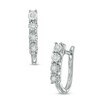 Thumbnail Image 1 of 0.12 CT. T.W. Diamond Linear Hoop Earrings in Sterling Silver