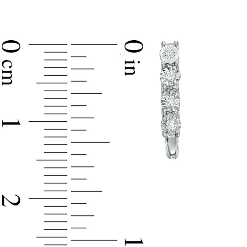 Main Image 2 of 0.12 CT. T.W. Diamond Linear Hoop Earrings in Sterling Silver