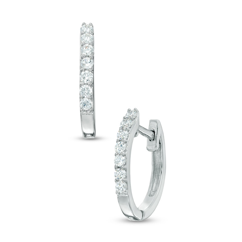 0.25 CT. T.W. Diamond Hoop Earrings in Sterling Silver|Peoples Jewellers