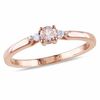 Thumbnail Image 0 of 3.5mm Morganite and Diamond Accent Promise Ring in Rose Rhodium Sterling Silver