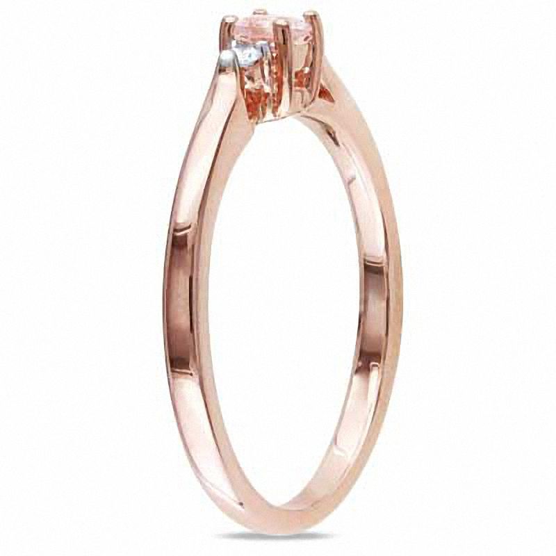 3.5mm Morganite and Diamond Accent Promise Ring in Rose Rhodium Sterling Silver