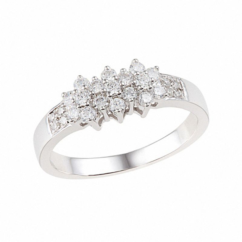 0.50 CT. T.W. Diamond Cluster Ring in 10K White Gold|Peoples Jewellers