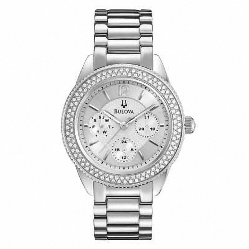 Main Image 1 of Ladies' Bulova Crystal Accent Watch with Silver-Tone Dial (Model: 96N102)