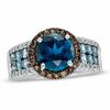 Thumbnail Image 1 of 8.0mm London Blue Topaz, Smoky Quartz and 0.13 CT. T.W. Diamond Ring in 10K White Gold
