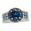 Thumbnail Image 0 of 8.0mm London Blue Topaz, Smoky Quartz and 0.13 CT. T.W. Diamond Ring in 10K White Gold