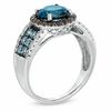 Thumbnail Image 1 of 8.0mm London Blue Topaz, Smoky Quartz and 0.13 CT. T.W. Diamond Ring in 10K White Gold