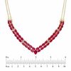 Thumbnail Image 1 of Oval Lab-Created Ruby and Diamond Accent Double Row Chevron Necklace in 14K Gold Vermeil