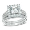 Thumbnail Image 1 of 6.0mm Princess-Cut Lab-Created White Sapphire Fashion Ring in Sterling Silver
