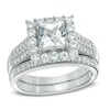 Thumbnail Image 0 of 6.0mm Princess-Cut Lab-Created White Sapphire Fashion Ring in Sterling Silver